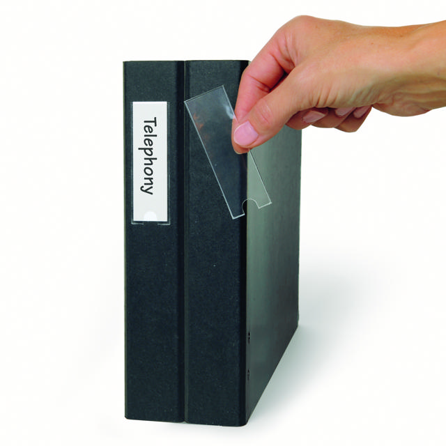 Porta etiqueta autoadhesivo, permanente, 25 x 102 mm, con tarjetas