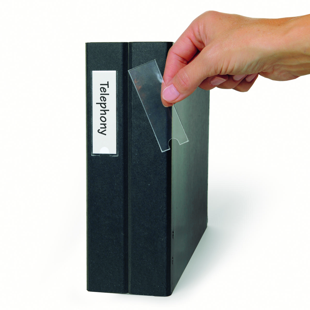 Porta etiqueta autoadhesivo, permanente, 25 x 102 mm, con imprimibles tarjetas