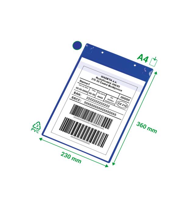 Funda magnética con solapa para identificación logística, con neodimios, A4, Vertical