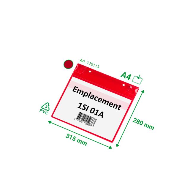 FUNDAS DE SEÑALIZACIÓN - MAGNETICAS CON IMANES DE NEODIMIO - A4 - FORMATO HORIZONTAL - ROJAS