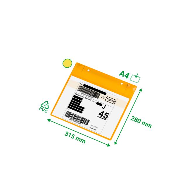 FUNDAS DE SEÑALIZACIÓN - MAGNETICAS CON IMANES DE NEODIMIO - A4 - FORMATO HORIZONTAL - AMARILLAS