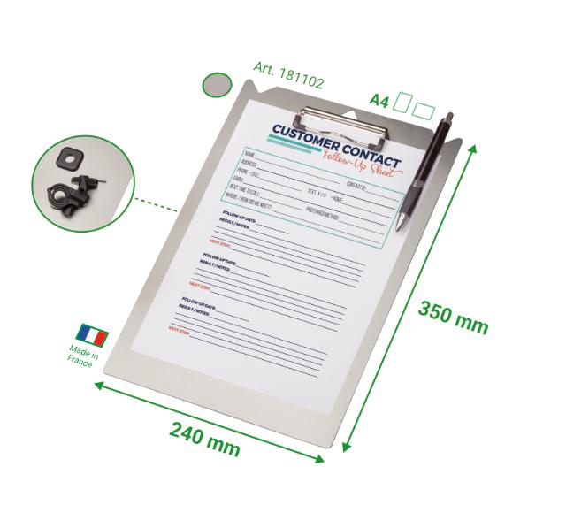 Clipboard - Aluminio - A4 - vertical