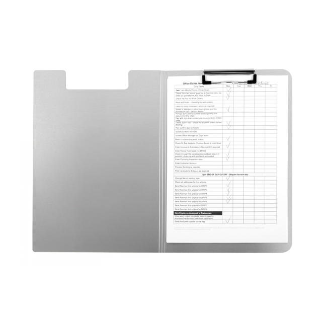 Carpeta con pinza y solapa, aluminio, A4, Vertical