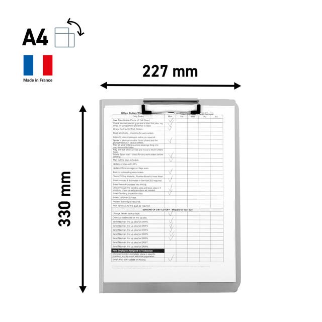Carpeta con pinza y solapa, aluminio, A4, Vertical