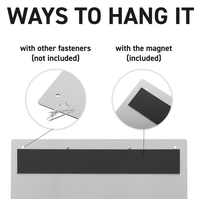 Archivador de 2 anillas, con fijación magnética, Aluminio, A4, Horizontal