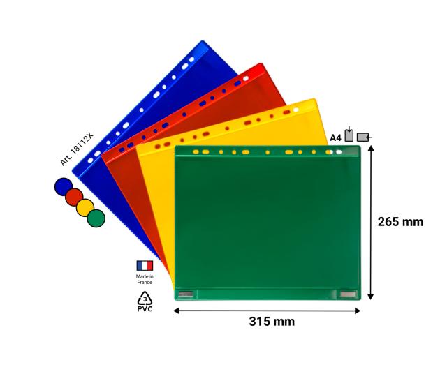 Fundas multitaladro con imanes - imanes neodimio - ambos lados - A4 - horizontal - verde