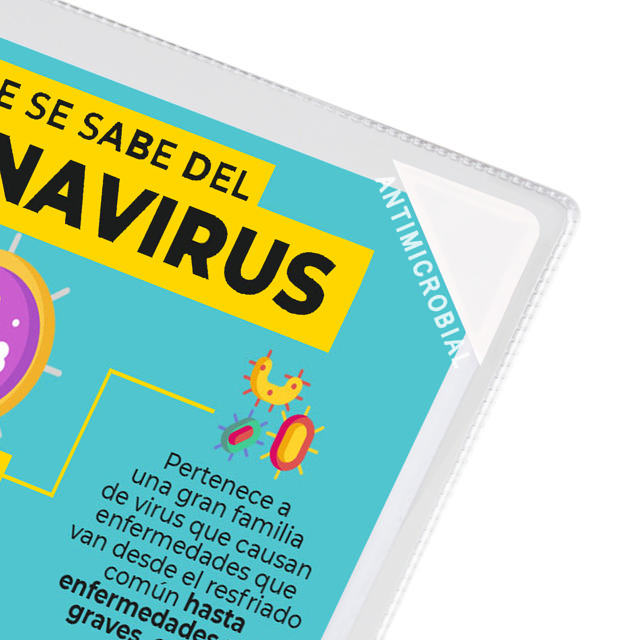 Funda de señalización antimicrobianas auto adhesiva Kang Easy Clic, reposicionable, A4