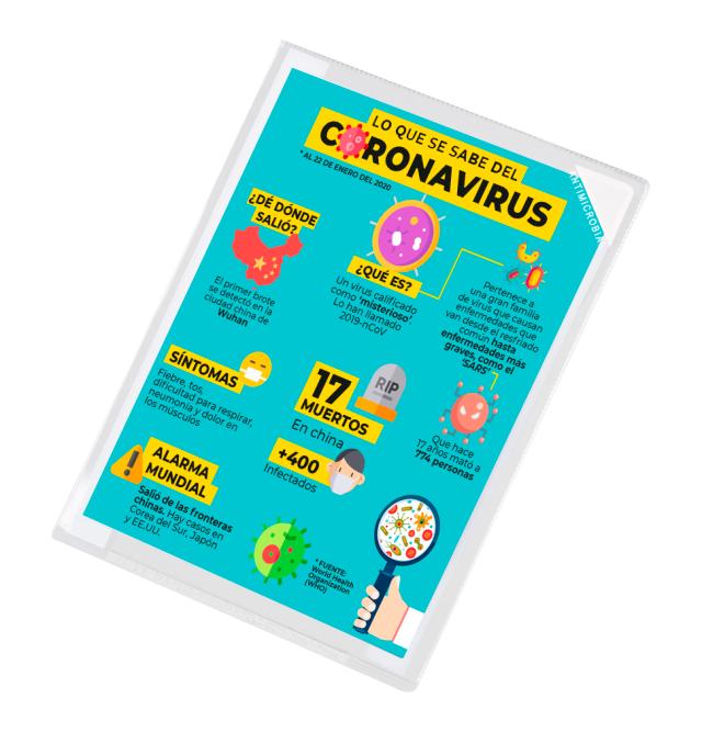 Funda de señalización antimicrobianas auto adhesiva Kang Easy Clic, reposicionable, A4