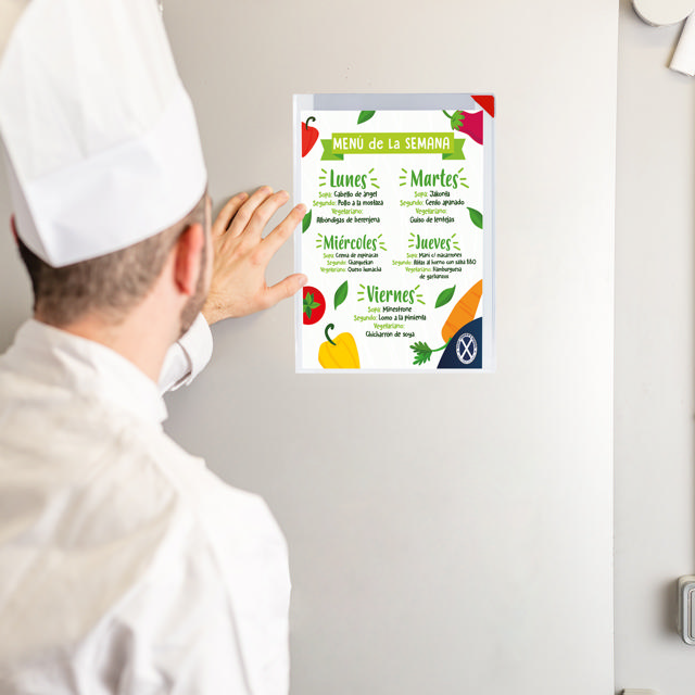 Funda Kang Easy Clic SubZero, adhesivo permanente, A4, esquina roja