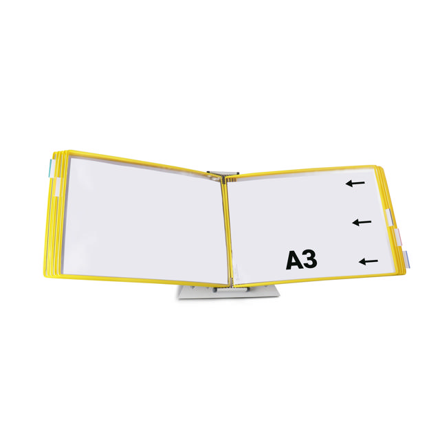 Soporte de mesa metálico Tarifold, montado vacío, A4, con topes, para 10 fundas