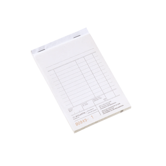 Atlanta Cash Form Block, con copia al carbón, texto NL, sin madera