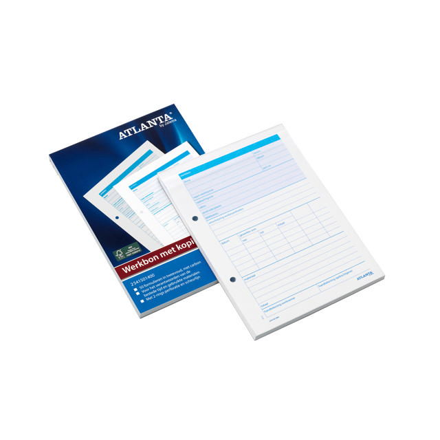 Bloque de Trabajo/Material de Atlanta, con Copia Carbón, A5, Texto NL, FSC®