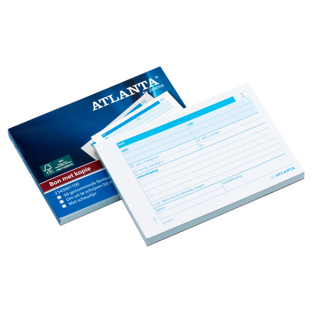 Atlanta Acquittance Block, con copia de carbón, A6, texto NL, FSC®
