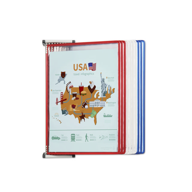 Tarifold Metal Wall Document Display System, A4, 10 Pockets, USA Colours