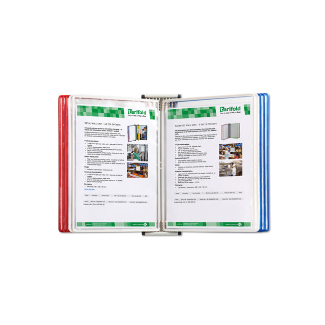 Tarifold Metal Wall Document Display System, A4, 10 Pockets, USA Colours