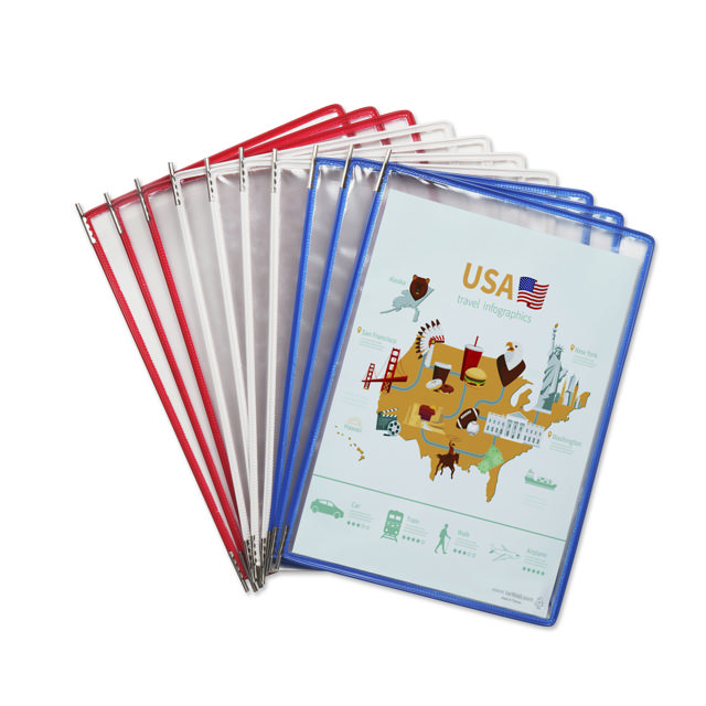 Tarifold Metal Wall Document Display System, A4, 10 Pockets, USA Colours