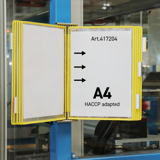 Expositor de pared de acero inoxidable Tarifold, A4, 10 fundas, inserción en el lado izquierdo