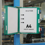 Expositor de pared de acero inoxidable Tarifold, A4, 10 fundas, inserción en el lado izquierdo