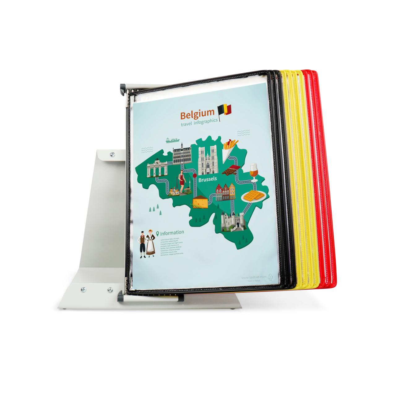 CLASIFICADOR DE MESA METÁLICO - A4 - 10 FUNDAS - COLORES NACIONALES DE BÉLGICA