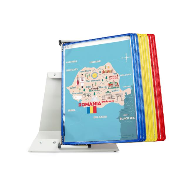 CLASIFICADOR DE MESA METÁLICO - A4 - 10 FUNDAS - COLORES NACIONALES DE RUMANIA