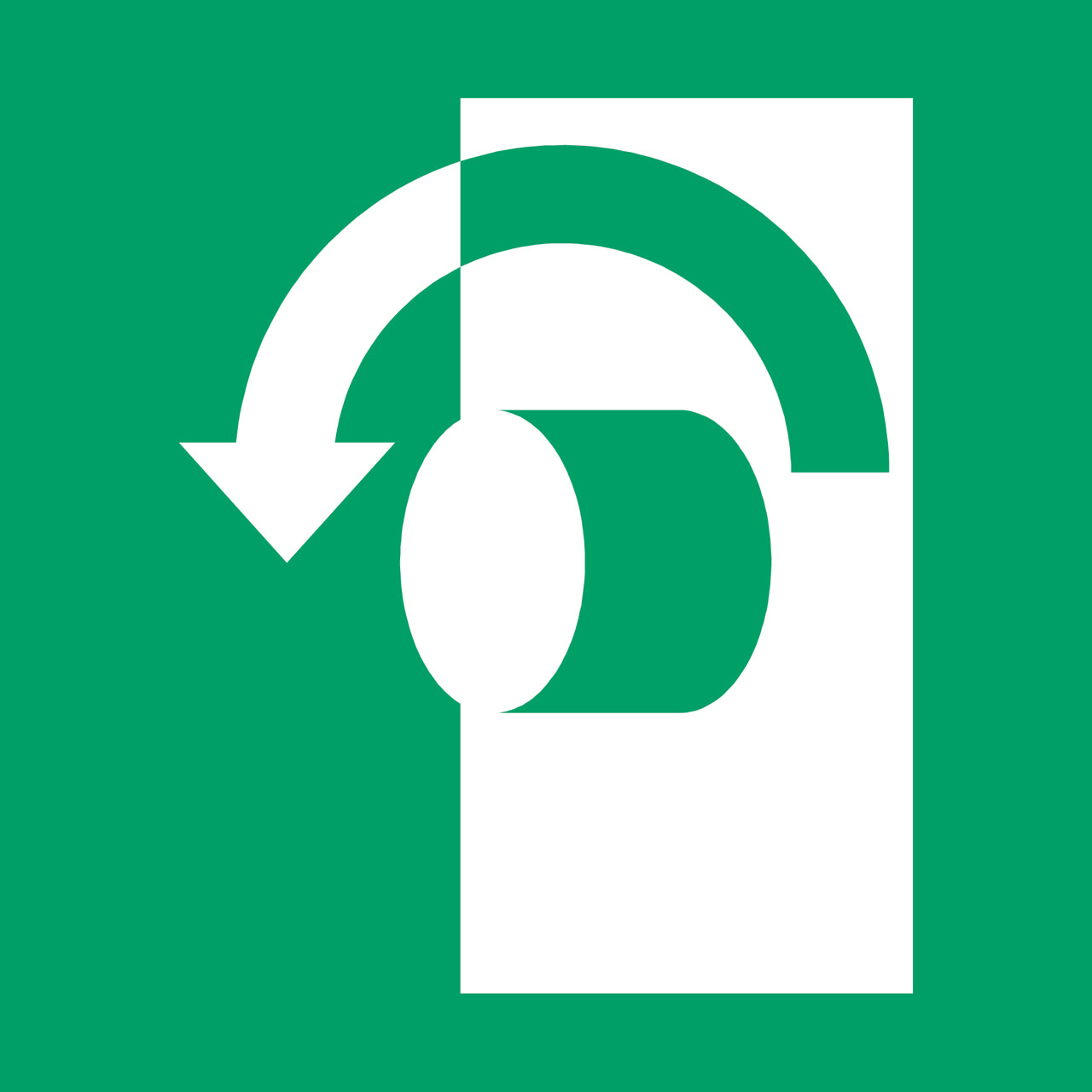 Señal de seguridad Gire en sentido antihorario para abrir, 150 x 150 mm