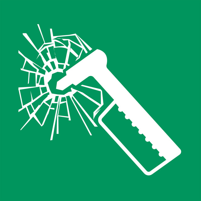 Martillo de Emergencia Señal de Seguridad, 300 x 300 mm