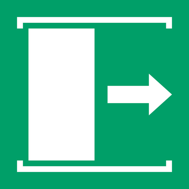 Señal de seguridad La puerta se desliza a la derecha para abrir, 150 x 150 mm