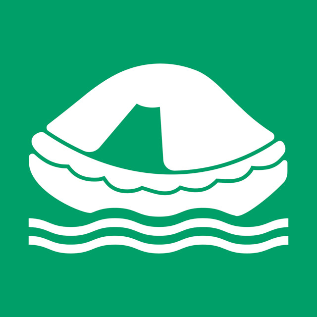 Señal de seguridad Balsa salvavidas, 150 x 150 mm