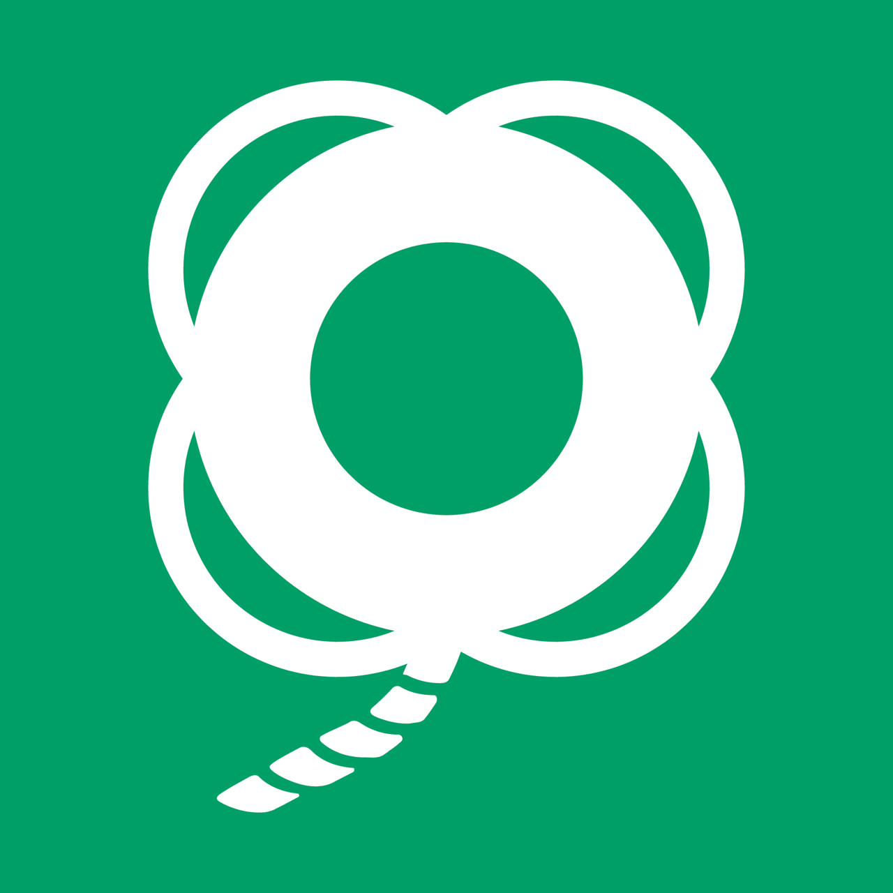 Señal de seguridad Salvavidas con cuerda, 300 x 300 mm