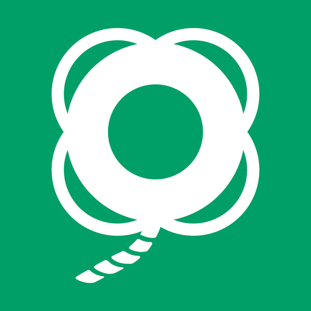 Señal de seguridad Salvavidas con cuerda, 300 x 300 mm