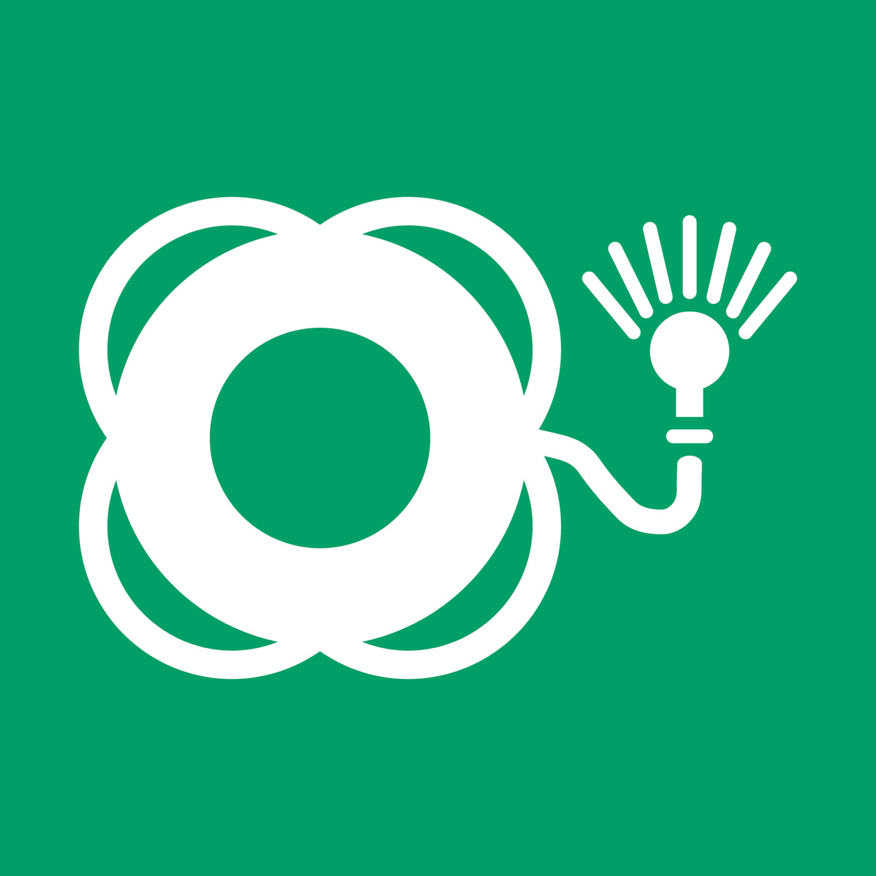 Señal de seguridad salvavidas con luz, 200 x 200 mm