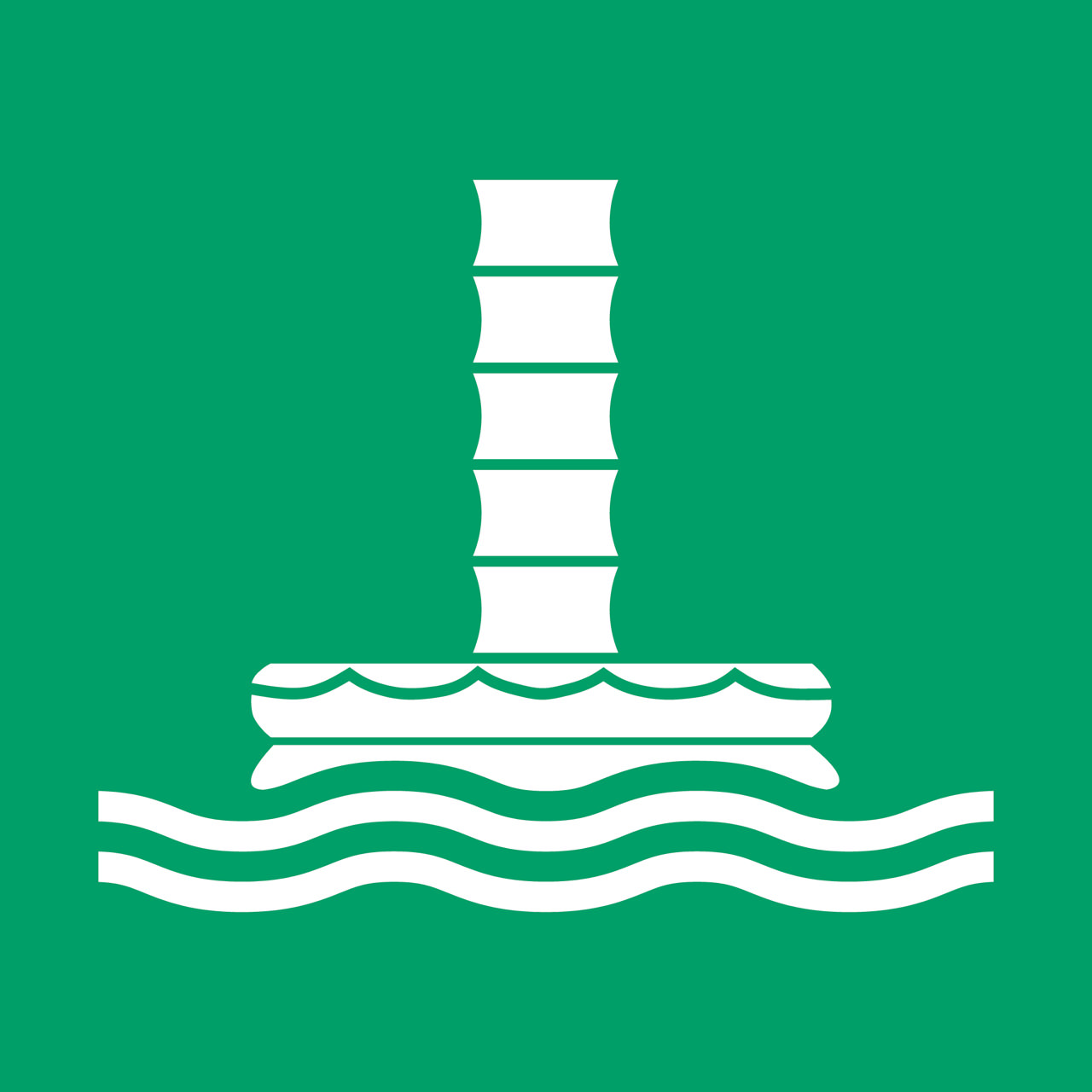 Señal de seguridad tobogán de evacuación marina, 300 x 300 mm