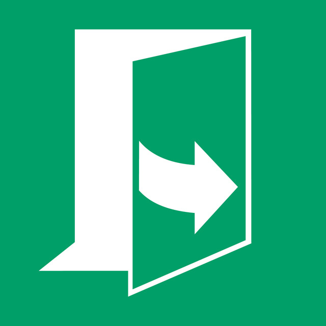 Señal de seguridad Puerta se abre tirando del lado izquierdo, 200 x 200 mm