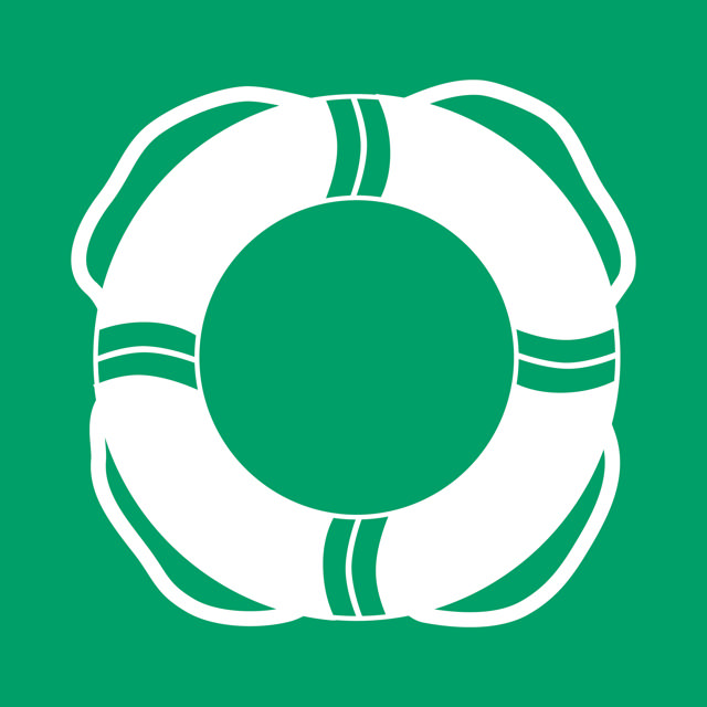 Señal de seguridad Equipo de salvamento acuático, 150 x 150 mm