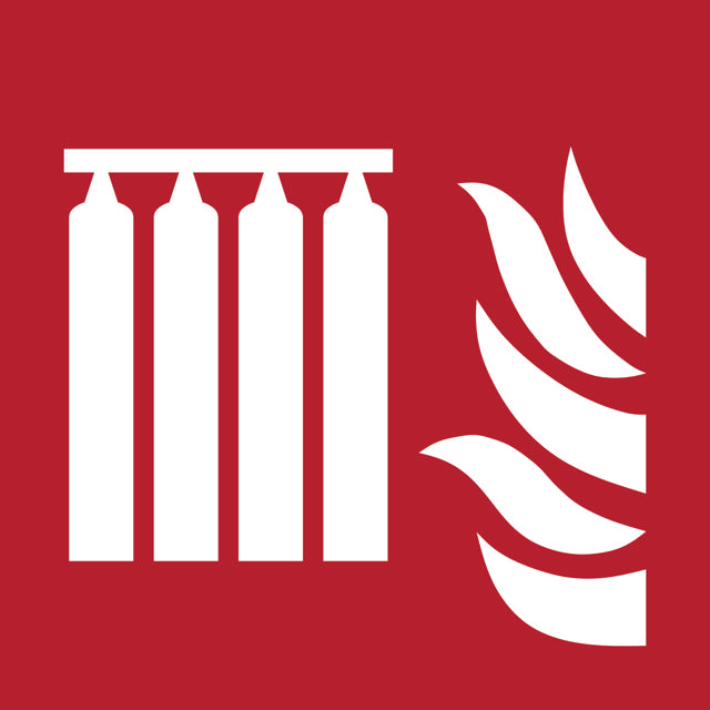 Señal de seguridad Batería fija de extinción de incendios, 150 x 150 mm