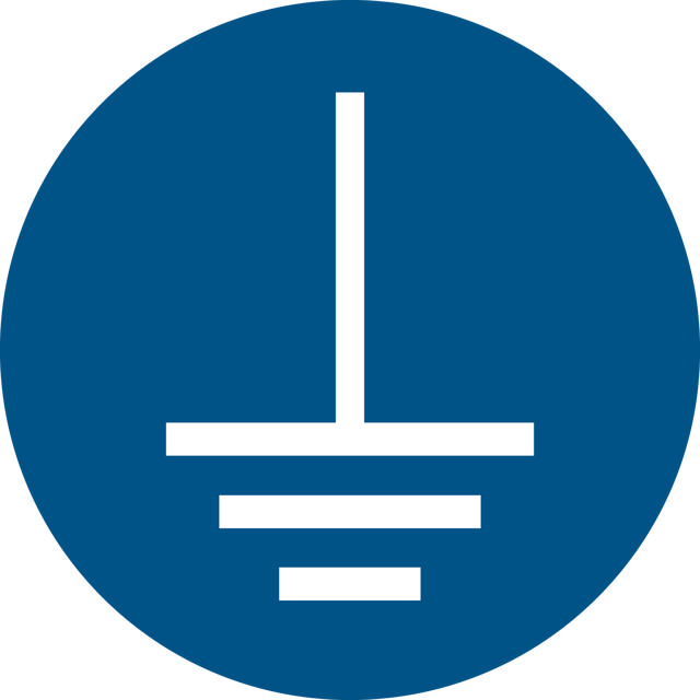 Señal de seguridad Conectar un terminal de tierra al suelo, 200 mm