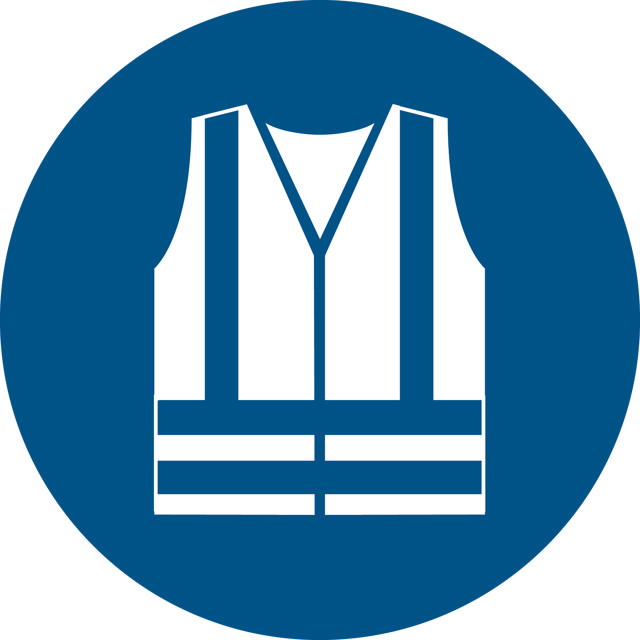Señal de seguridad Use ropa de alta visibilidad, 200 mm