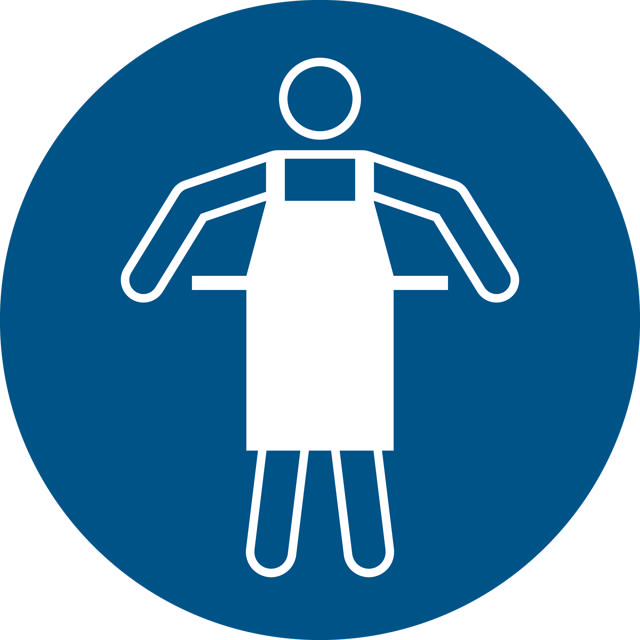 Señal de seguridad Use delantal protector, 300 mm