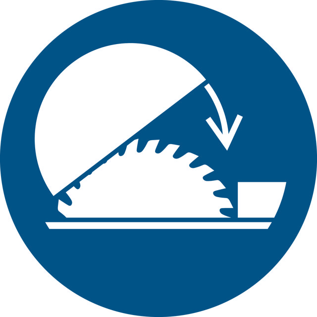 Uso de señal de seguridad Sierra de mesa con protector ajustable, 200 mm