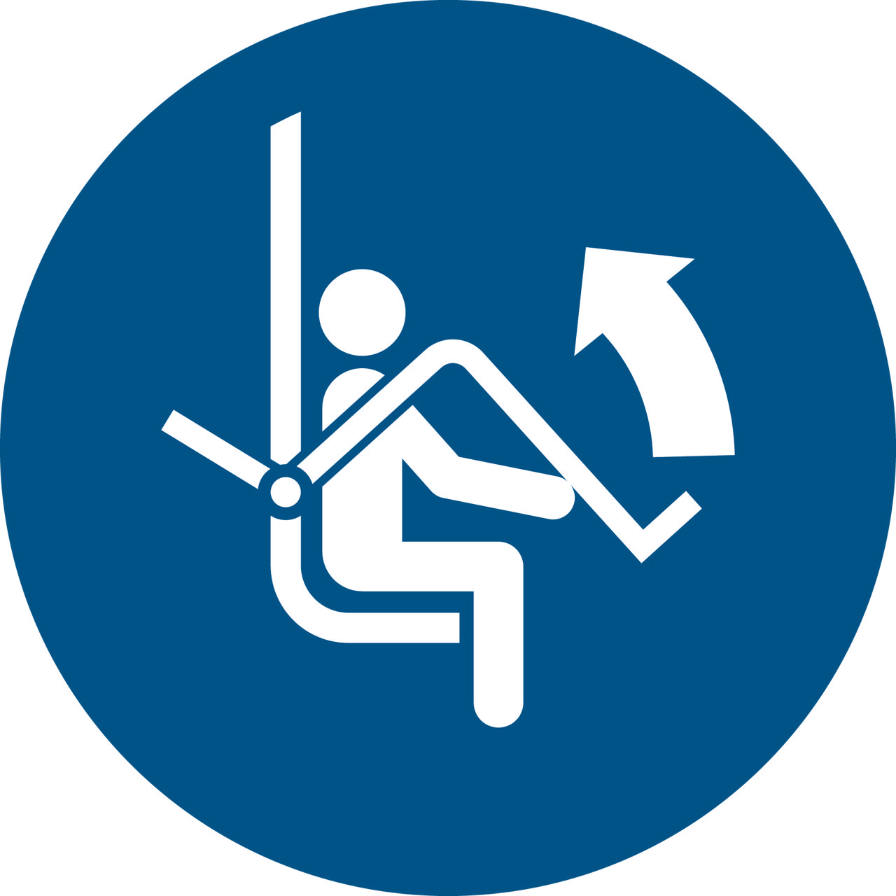 Señal de seguridad Abra la barra de seguridad del telesilla, 100 mm