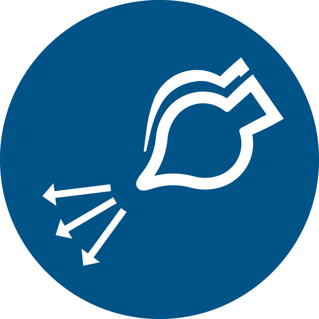 Señal de seguridad Iniciar suministro de aire en secuencia de lanzamiento, 300 mm