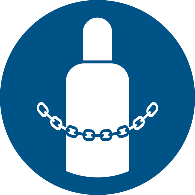 Señal de seguridad Asegure los cilindros de gas, 200 mm