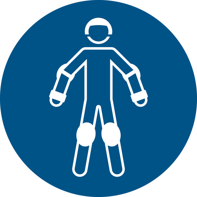 Señal de seguridad Use equipo de protección para deportes de rodillos, 100 mm