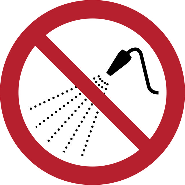 Señal de seguridad No rociar con agua, 100 mm
