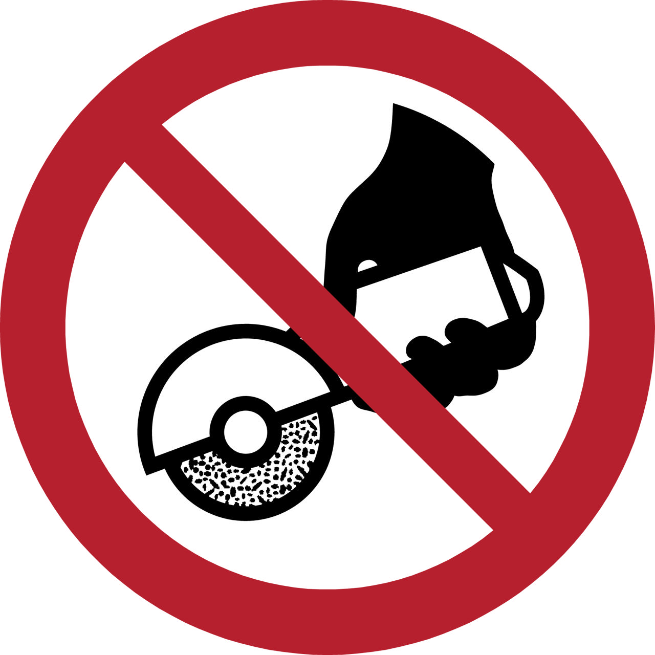 Señal de seguridad No usar con máquina de esmerilado portátil, 300 mm