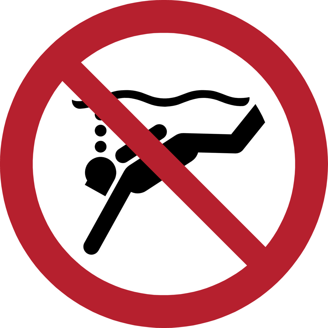 Señal de seguridad No buceo subacuático, 100 mm