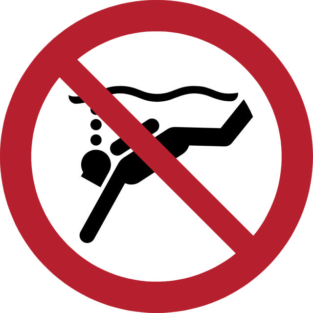 Señal de seguridad No buceo subacuático, 100 mm