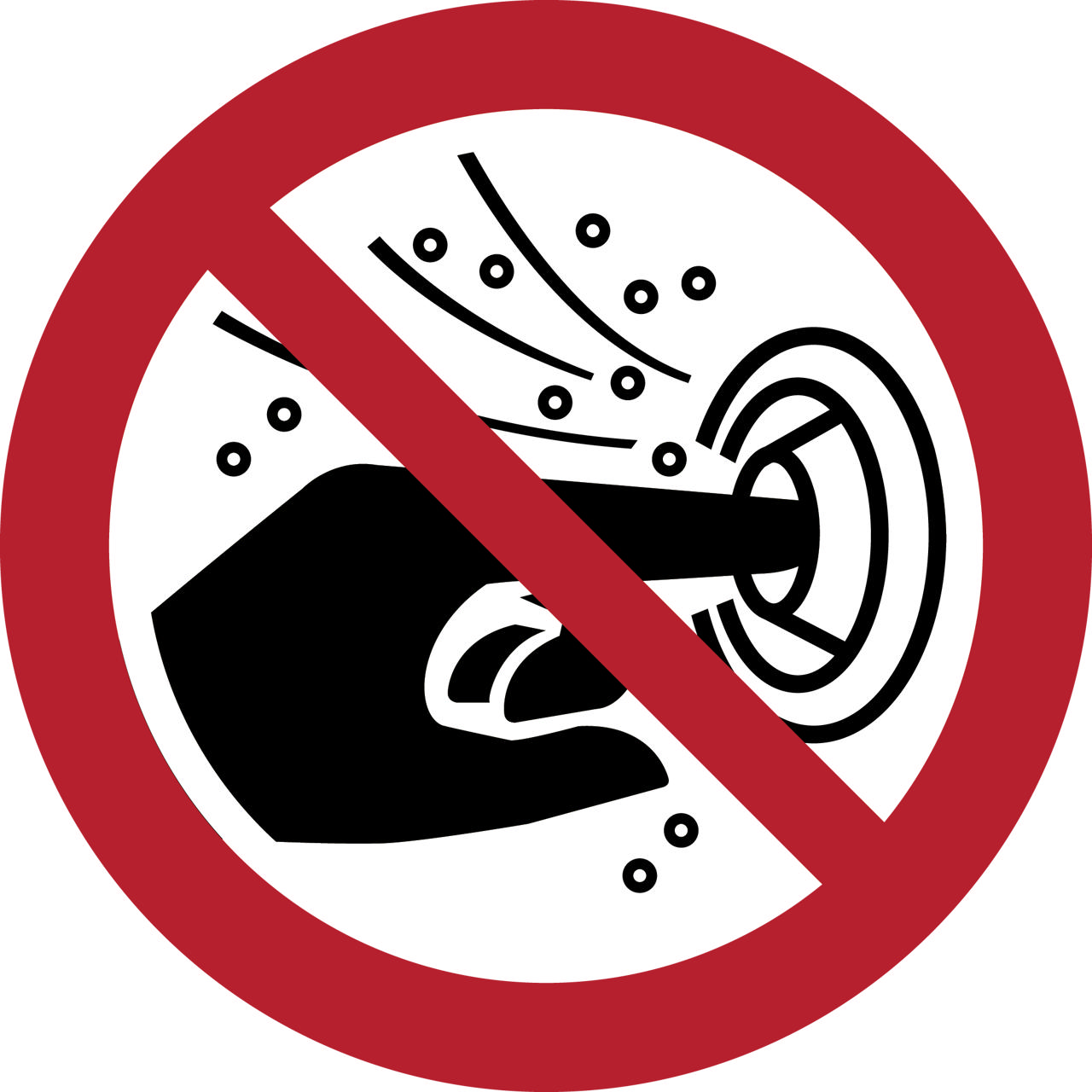 Señal de seguridad No ponga el dedo en la boquilla de hidromasaje, 100 mm