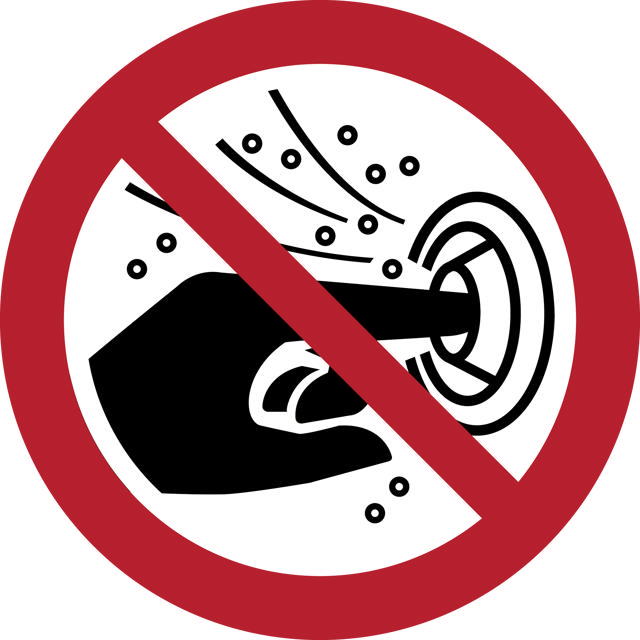 Señal de seguridad No ponga el dedo en la boquilla de hidromasaje, 100 mm