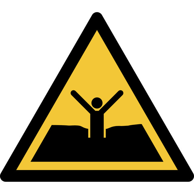 Señal de seguridad advirtiendo arenas movedizas o barro/barro profundo o limo, 200 x 176 mm